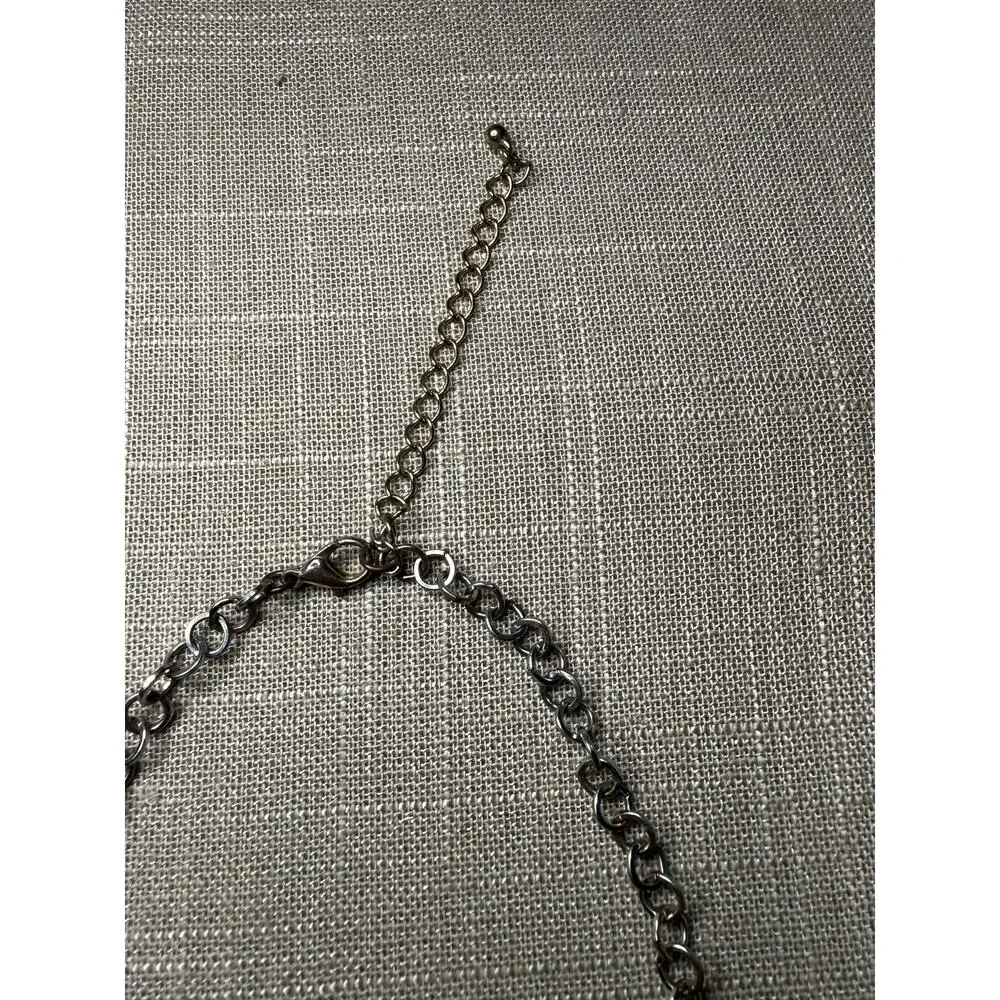 Y2K Statement Necklace Glow Black Light Gold Tone Rhinestone Bib Adjustable - Picture 10 of 13